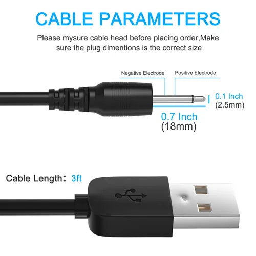 Miniatura 2 de SIOCEN Cable de carga CC de 0.098 in, cable de carga USB de 0.098 in, adaptador de corriente de repuesto original rápido y duradero, cable de carga