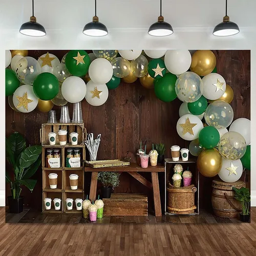 Miniatura 7 de Fondo rústico de madera marrón para cafetería, café, helado, fondo, fotografía, globos, estrellas, fotografía, fondo, decoración de retrato