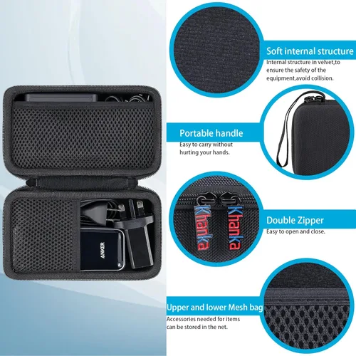 Miniatura 3 de khanka Funda de viaje rígida de repuesto para base de carga Anker de 100 W + batería externa Anker Prime de 12,000 mAh 130 W (solo funda).