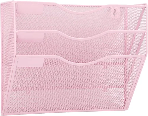 Miniatura 42 de EASEPRES Organizador de archivos de malla de 3 bolsillos para colgar en la pared, carpeta de papel para correo montada en la pared, organizador