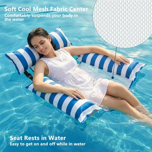 Miniatura 3 de Jasonwell Flotadores inflables para piscina para adultos – Flotadores de tela para piscina, silla flotante para lago, playa, tumbona flotante