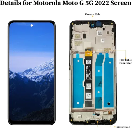 Miniatura 2 de Para Moto G 5G 2022 Reemplazo de pantalla con marco G 2022 XT2213-1 XT2213-3 XT2213DL Pantalla táctil LCD Digitalizador Asamblea Kits