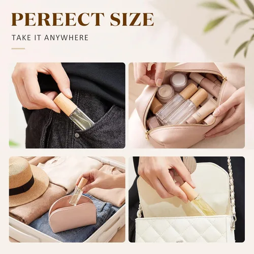 Miniatura 5 de Roshtia 30 Pcs 0.33 oz/ 10 ml Beech Wood Color Glass Spray Bottle Refillable Perfume Atomizer Clear Decorative Empty Bottles with Fine Mist Sprayer