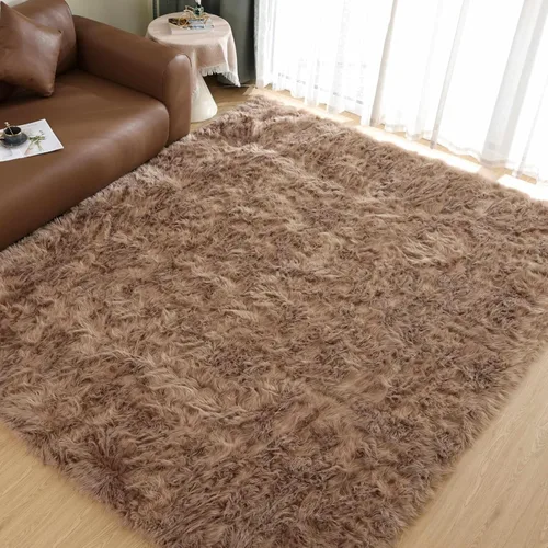 Miniatura 43 de Goolela Alfombra esponjosa de piel sintética de oveja sintética de 4 x 6 pies, color gris, para dormitorio, mesita de noche, alfombra suave de felpa