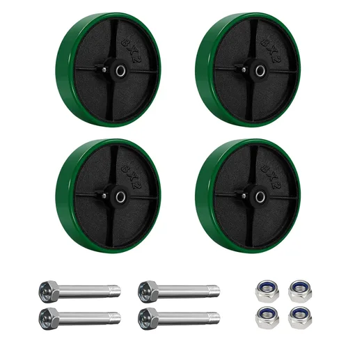 Miniatura 9 de Ruedas giratorias de repuesto de 6 x 2 pulgadas, rueda de hierro fundido de acero, resistente, capacidad de 1200 libras por rueda, orificio de 1/2