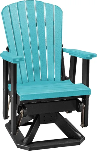 Miniatura 13 de DutchCrafters Slat Fan Back Poly Adirondack Swivel Glider Outdoor Patio Chair (Black)