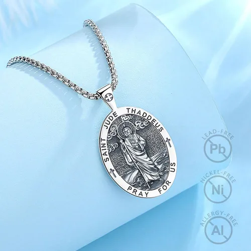 Miniatura 2 de Vito Collar con sello de siete arcángeles para mujeres y hombres, plata de ley 925, San Miguel, San Cristóbal, San Benito, San Judas, Rafael