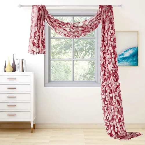 Miniatura 11 de NAPEARL Cenefa de cortina para ventana color beige, estilo europeo, de jacquard, decorativa, para arco de boda, cortina de cama transparente