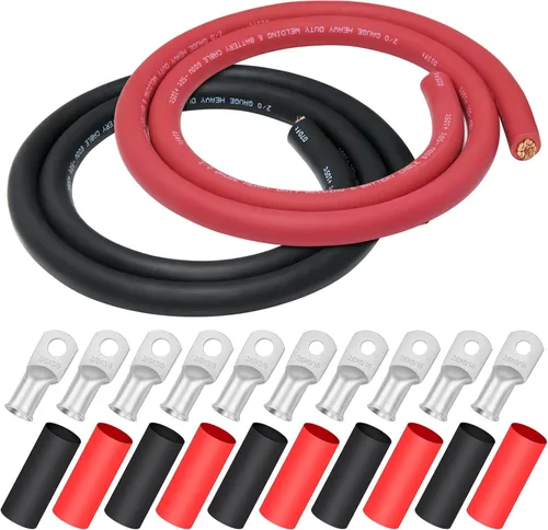 Miniatura 10 de Cable de Soldadura Calibre 1/0, iGreely 1/0 AWG Cables de Soldadura de Batería de Cobre Puro para Generador Solar Automático, 5 piezas de 5/16" y 5