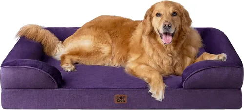 Miniatura 74 de EHEYCIGA - Cama ortopédica para perro grande, impermeable, de espuma viscoelástica y espuma tipo caja de huevos, bordes elevados, antideslizante