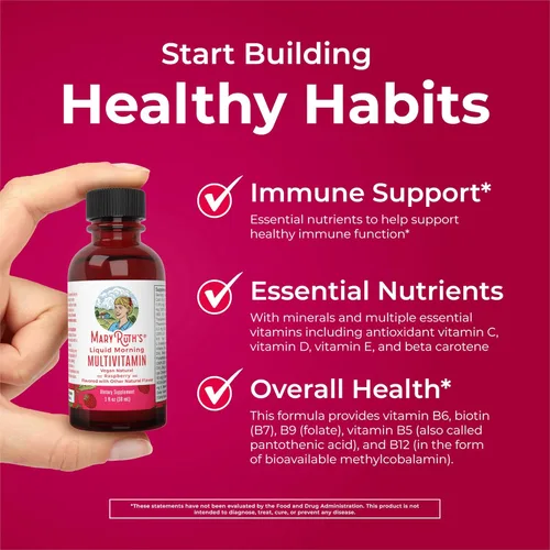 Miniatura 5 de MARYRUTH'S - Paquete de viaje multivitamínico líquido para la mañana Multivitamínico para hombres y mujeres Vitamina A C D E B6 B12 Biotina Zinc