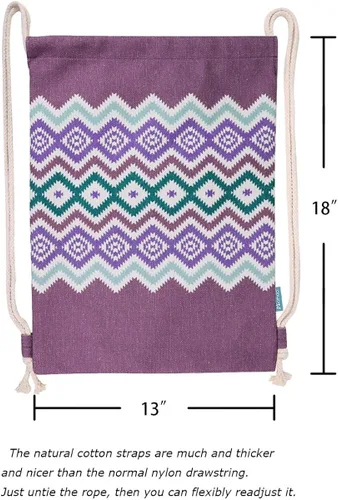 Miniatura 6 de Mochila con cordón Miomao estilo bohemia cadena bolsa lona playa deporte Daypack