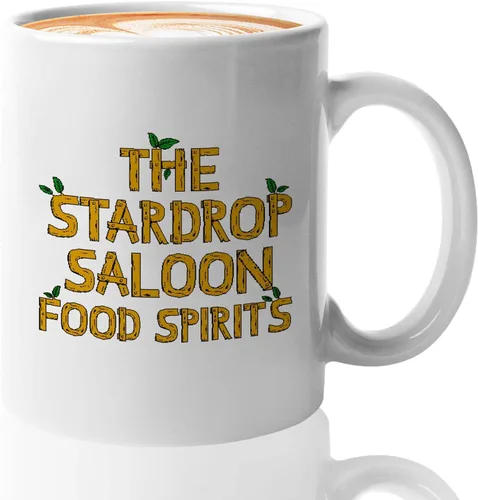 Bubble Hugs Taza de café para videojuegos The Stardrop Saloon Food Spirits - Farming Country Adventure Gaming Gamer Stardew Pelican Town 11 onzas,