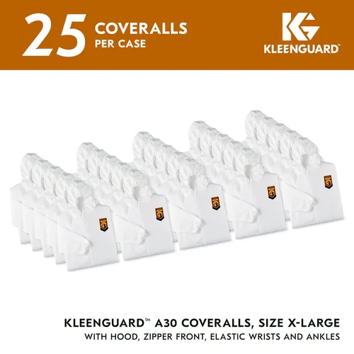 Miniatura 2 de KleenGuard 46114 A30 - Overol elástico con capucha en la espalda y puños con capucha, blanco, XL (caja de 25)