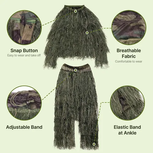 Miniatura 3 de Ghillie Suit for Men, 5 in 1 3D Camouflage Hunting Suits Camo Hunting Clothes for Adults