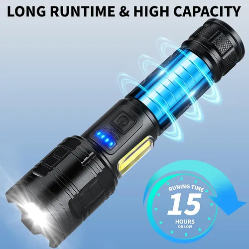 Miniatura 3 de taoquwe Linternas LED recargables de alto lúmenes, 99,000 lúmenes, linterna súper brillante con 7 modos y resistente al agua, potente luz flash