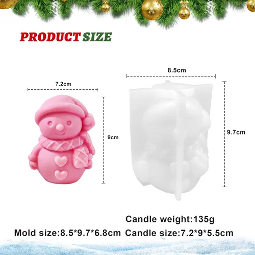Miniatura 2 de Molde de vela de Navidad para hacer velas, molde de silicona 3D para fundición de resina, bricolaje de yeso, arcilla polimérica, decoración