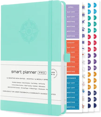 Miniatura 19 de Smart Planner Pro - Planificador diario sin fecha - Agenda grande A4 - Logre objetivos y aumente la productividad con secciones semanales
