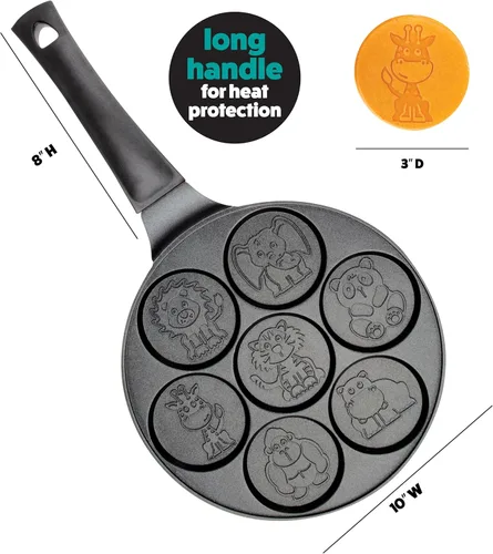 Miniatura 4 de Mini molde para panqueques de animales – Haz 7 animales únicos de zoológico Flapjack, incluyendo un elefante, jirafa y más, sartén antiadherente