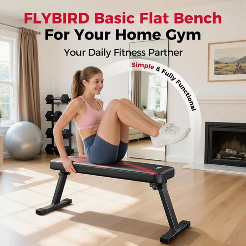 Miniatura 2 de FLYBIRD Foldable Flat Weight Bench for Home Gym, 600/1000 lbs Capacity with Dual Locking for Strength Training, Easy Setup & Storage for Small