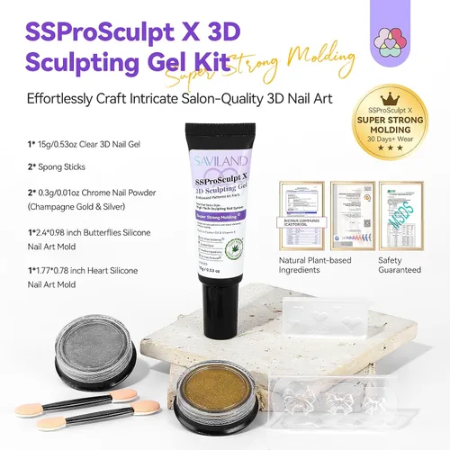 Miniatura 2 de SAVILAND SSPro X Kit de Gel para Uñas 3D: 15g Gel de Escultura 3D Transparente Sin Limpieza para Diseño de Arte en Uñas, Moldeado, Tallado, Dibujo