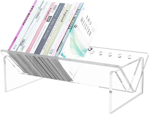RekRang Estantería de escritorio de acrílico, estantería de escritorio pequeña, organizador transparente para oficina en casa, escuela, estante de