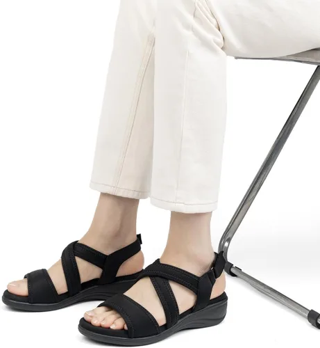 Miniatura 2 de Sandalias ortopédicas para mujer, de cuña baja, cómodas para caminar, con soporte de arco ortopédico, sandalias casuales con espuma viscoelástica