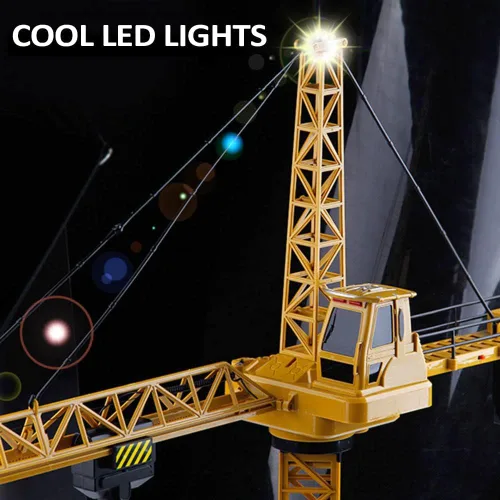Miniatura 4 de KNACKTOYZ Grúa de juguete con control remoto de 6 canales para niños, grúa torre RC de 50.4 pulgadas con luces LED y sonidos, vehículos