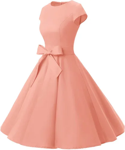 Miniatura 106 de Dressystar - Vestidos clásicos de fiesta con mangas casquillo, estilo Rockabilly y retro de la década de 1950