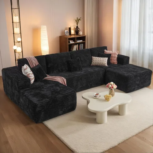Miniatura 41 de HOOOWOOO Cloud - Sofás seccionales para sala de estar, sofá modular sin montaje, 136 x 133 pulgadas, juego de sofá grande en forma de G de pana