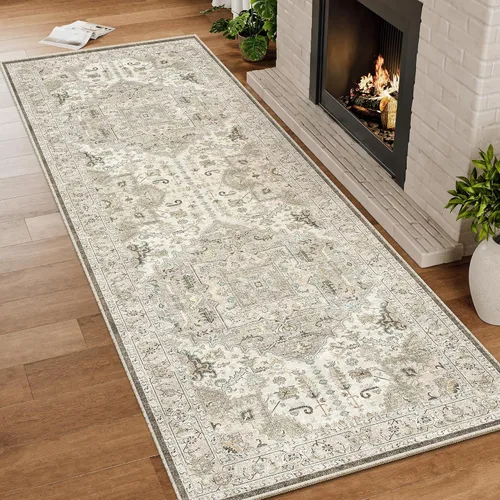 Miniatura 64 de Alfombra de pasillo lavable de 2 x 6 pies - Alfombras de cocina con respaldo antideslizante vintage suave estilo granja, alfombra de entrada