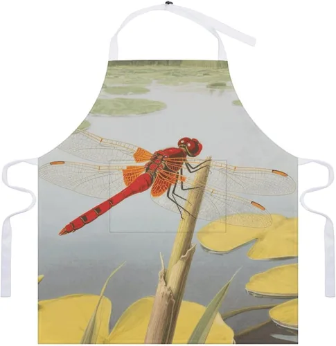 Miniatura 7 de MUSM Apron for Adults - 27.6 X 31.5 Inch, Heavy-Duty Polyester Aprons with Two Large Pockets, Waterproof Dragonflies Kitchen Apron for Cooking