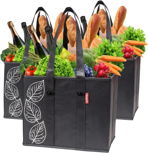 Miniatura 11 de PLANET E Bolsas de compras plegables reutilizables con parte inferior reforzada (paquete de 2)