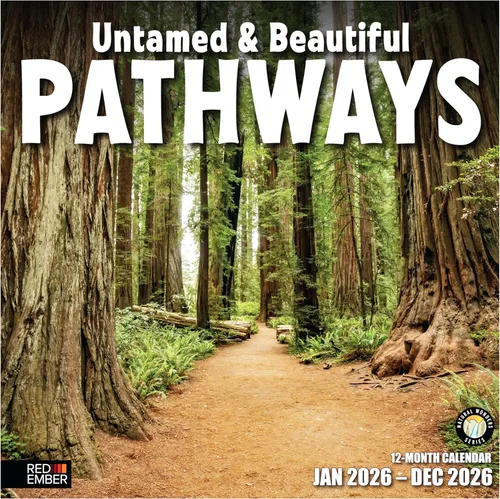 RED EMBER - Calendario de pared Untamed & Beautiful Pathways 2026, de 12 meses, papel grueso y resistente, regalo para las fiestas, calendario