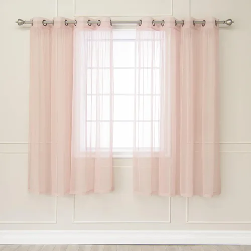 Miniatura 7 de Best Home Fashion juego de cortinas combinadas y mezcladas con estampado marroquí, para oscurecimiento de habitación, 4 unidades, arandelas