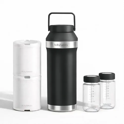 Baby Brezza Enfriador de leche materna portátil todo el día, gran capacidad de 20 z, botella de viaje aislada incluye 2 paquetes de hielo + 2