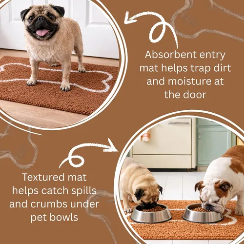 Miniatura 2 de Soggy Doggy Slopmat - Tapete de comida para perros, tapete de microfibra absorbente de felpilla para alimentación de mascotas para alimentos