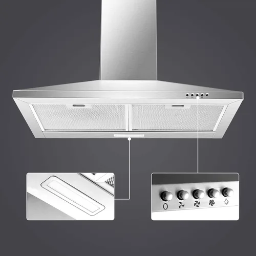 Miniatura 8 de SNDOAS Campana Extractora de 30 Pulgadas, Campana de Cocina de Montaje en Pared en Acero Inoxidable con Convertibilidad de Conducto/Sin Conducto