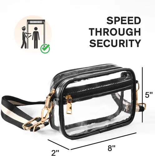 Miniatura 5 de BS-VOG Bolso cruzado transparente aprobado para estadios, bolsos transparentes para mujeres, bolsa pequeña para estadios para eventos, conciertos