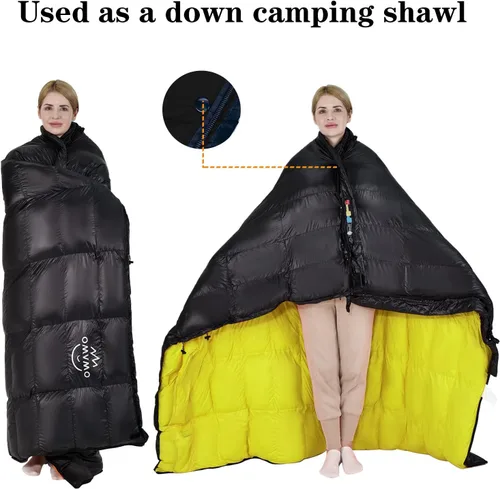 Miniatura 4 de 0 20 Degrees F Down Sleeping Bag for Adults,4 Season Rectangle Down Sleeping Bag for Camping Hiking Negro/Cremallera Derecha