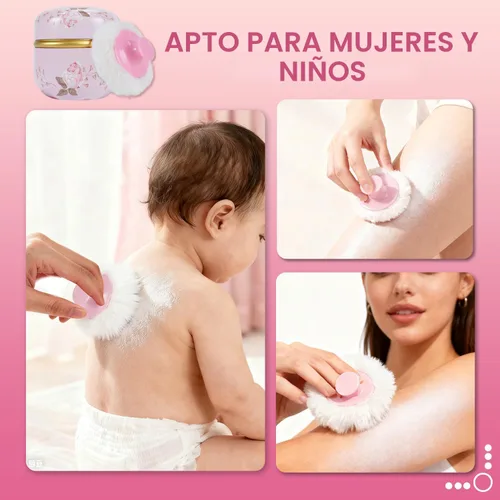 Miniatura 2 de SHIMIDO Borla de Polvo Corporal y Recipiente, Recipiente de Polvo Corporal Vacío Portátil de 3.15" para Polvo Suelto de Bebé y Mujeres, Caja