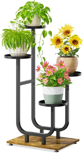 Miniatura 18 de iDavosic.ly Soporte para plantas de 3 niveles para interiores, estante de metal de esquina escalonada para múltiples flores, estante alto