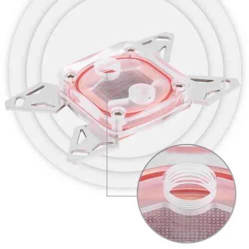 Miniatura 4 de Diyeeni Bloque de agua de CPU para enchufe AM4, enfriador de CPU de refrigeración por agua, disipador de calor G1/4 pulgadas, rosca de cobre