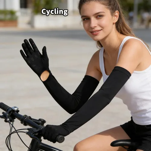Miniatura 5 de Guantes de ciclismo de conducción para mujer, mangas de brazo para cubrir los brazos, guantes UV para protección solar, golf, mangas de jardín
