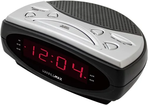 HANNLOMAX Radio despertador HX-137CR, radio PLL AM/FM, alarma dual, pantalla LED de 0.9", solo operación de CA
