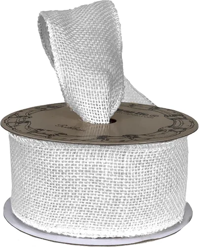 Miniatura 19 de Cinta tejida de arpillera de tela beige, 2 1/2 pulgadas x 10 yardas, borde con alambre, cinta de árbol de Navidad marfil para manualidades, adornos