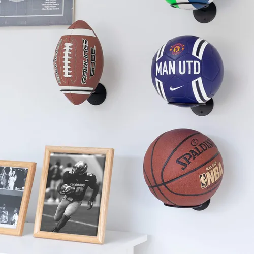 Miniatura 4 de Wallniture Palla Ball - Juego de 2 estantes de almacenamiento para montar en la pared, para pelotas de fútbol, voleibol, fútbol y baloncesto