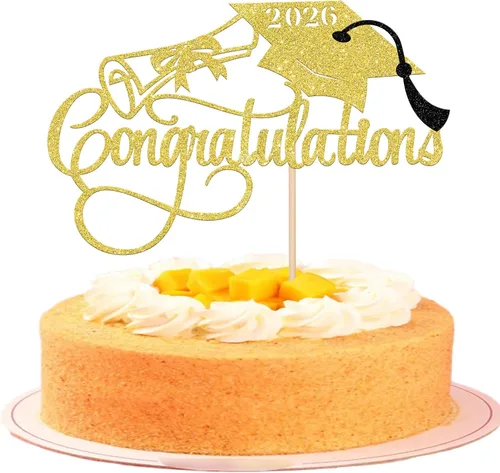 Miniatura 27 de 1 paquete de decoración para tarta de graduación para niña, con purpurina, para diploma, decoración para adultos mayores 2026, para niñas, escuela