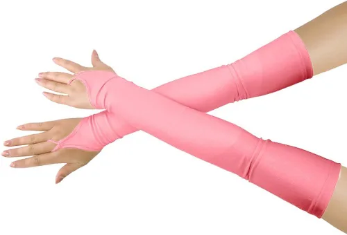Miniatura 16 de Shinningstar Guantes largos de elastano elástico sin dedos sobre el codo para niñas y niños adultos