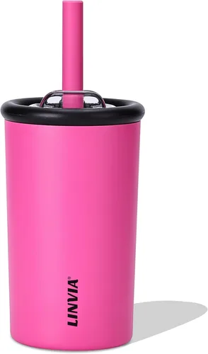 Miniatura 14 de Vaso de caramelo, botella de agua aislada de acero inoxidable de 25 onzas, tapa 2 en 1 con popote flexible, sin BPA, apto para vasos, apto